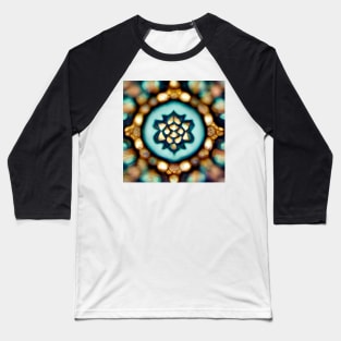 Stained glass fractal Mandala pattern Baseball T-Shirt